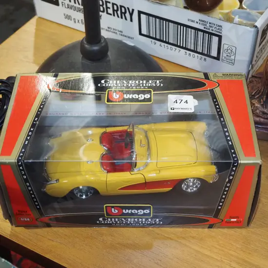 box; diecast scale model of 1957 Corvette