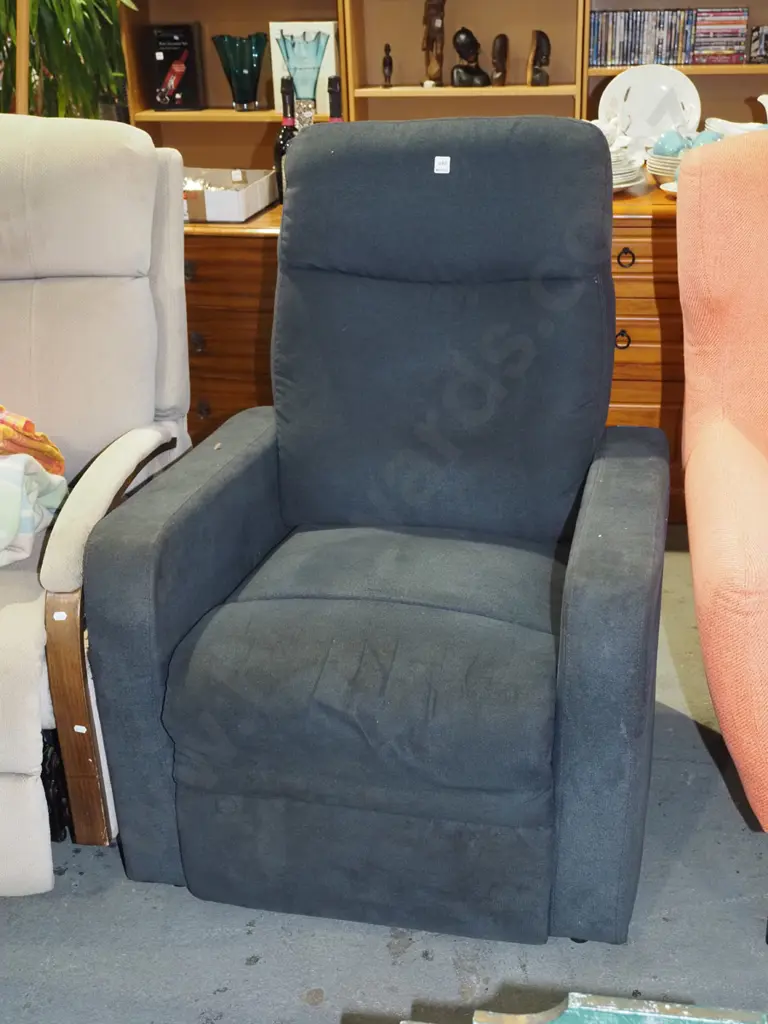 charcoal upholstered electric rise and recline armchair Image 1++