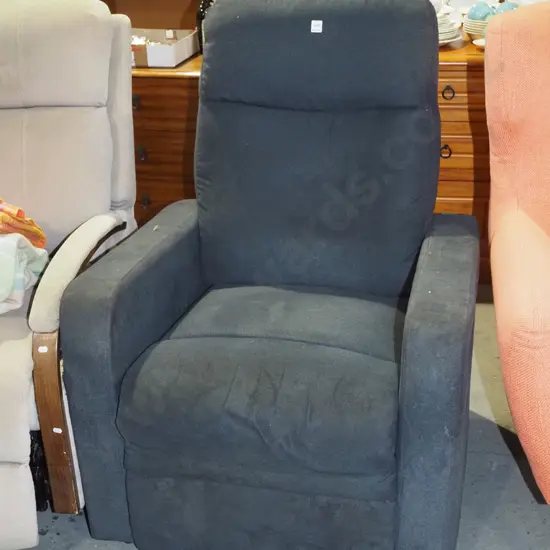charcoal upholstered electric rise and recline armchair