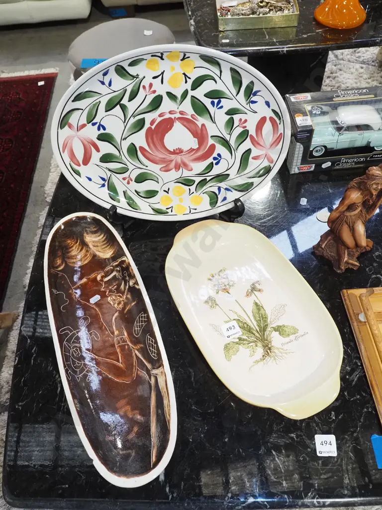 Australian serving dish (chip), Teal botanical baking dish, Portmeirion ashet Image 1++