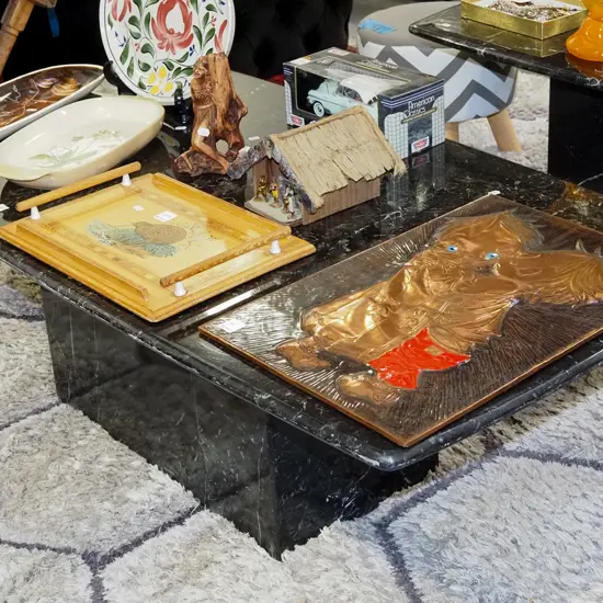 1980s marble top coffee table H400 W1300 