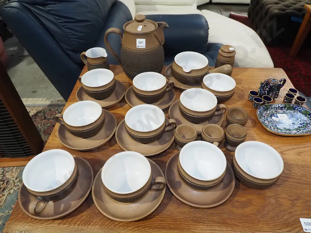Denby cups, saucers, egg cups, coffee pot etc Image 1++