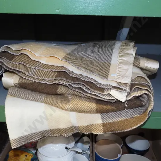 brown woollen checked blankets