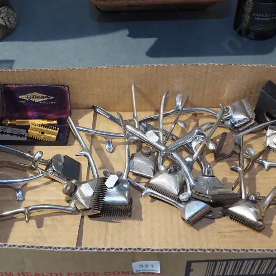 box; hair clippers, scissors