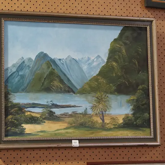 D McCorkindale - framed oil - Mitre Peak