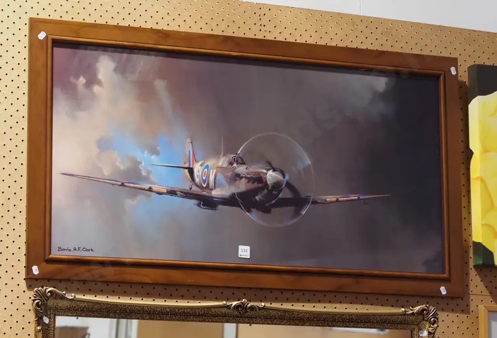 framed Barrie AF Clark print - war plane Image 1++