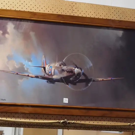 framed Barrie AF Clark print - war plane