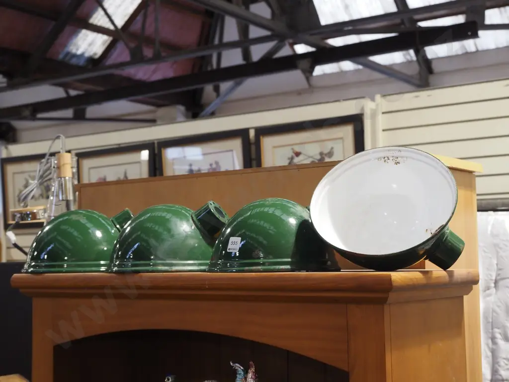 4x green enamel industrial light shades Diam235 Image 1++
