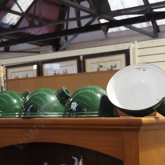 4x green enamel industrial light shades Diam235