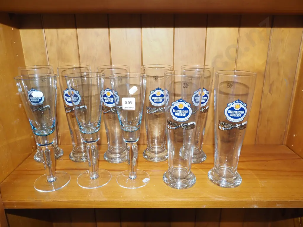 2x stemmed wine glasses, 7x beer glasses Image 1++