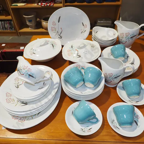 large assortment of Grindley mid century dinner items; cups, plates, bowls etc