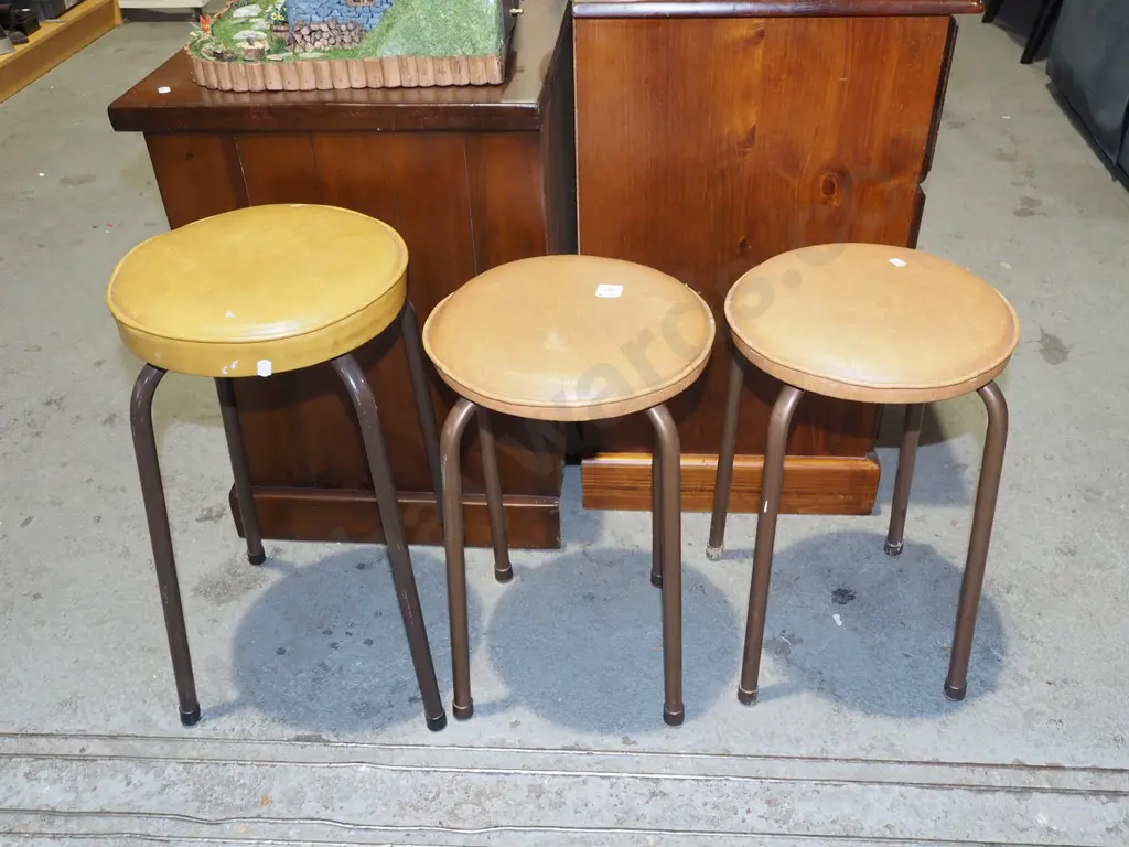 3x mustard vinyl stools Image 1++