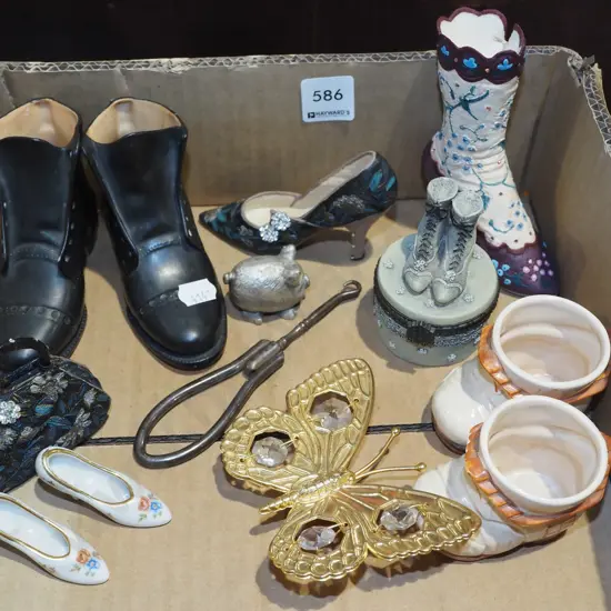 box; butterfly, shoe ornaments, button hook etc
