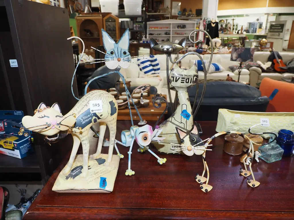metal cat figurines Tallest H32 Image 1++