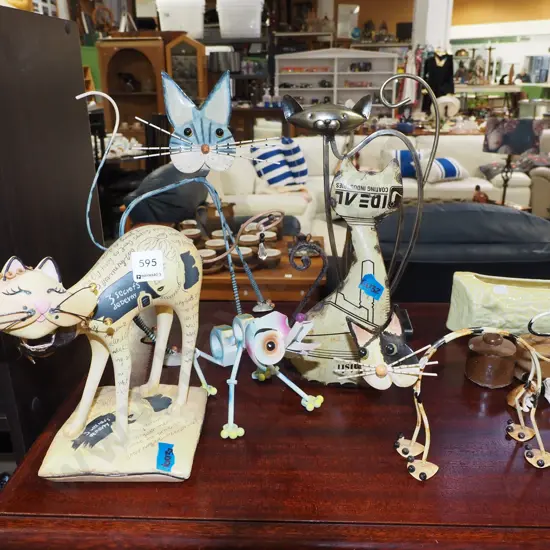 metal cat figurines Tallest H32