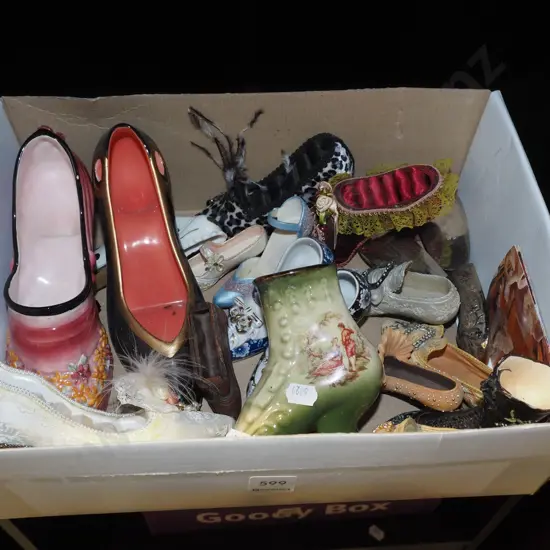 box of ceramic ornamental shoes