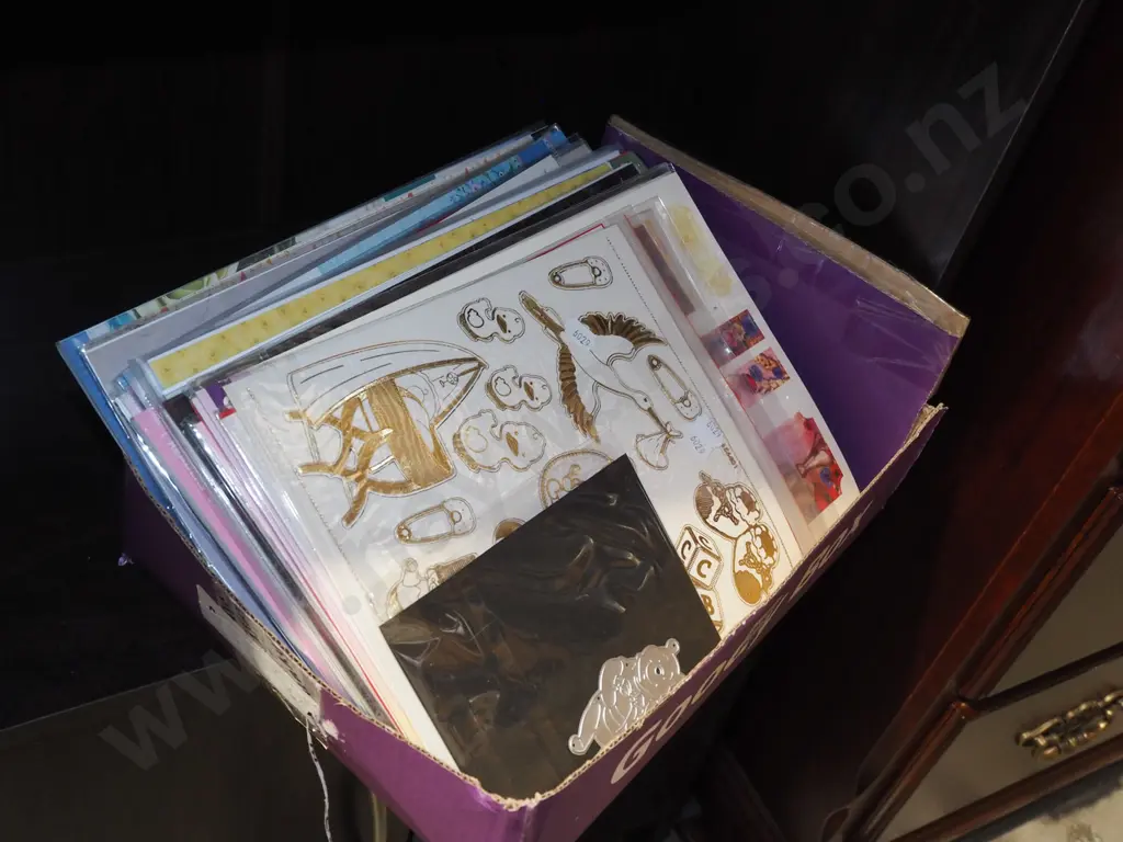 box of crafting items; stickers, cards, tags etc Image 1++