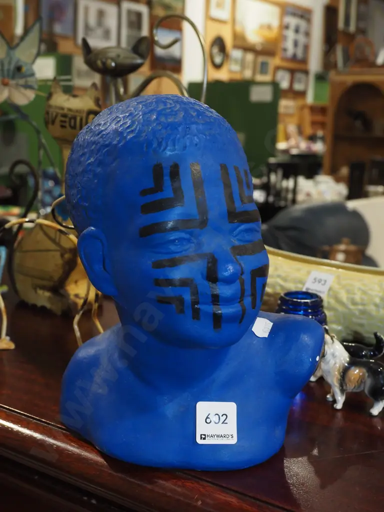blue painted male bust H220 Image 1++