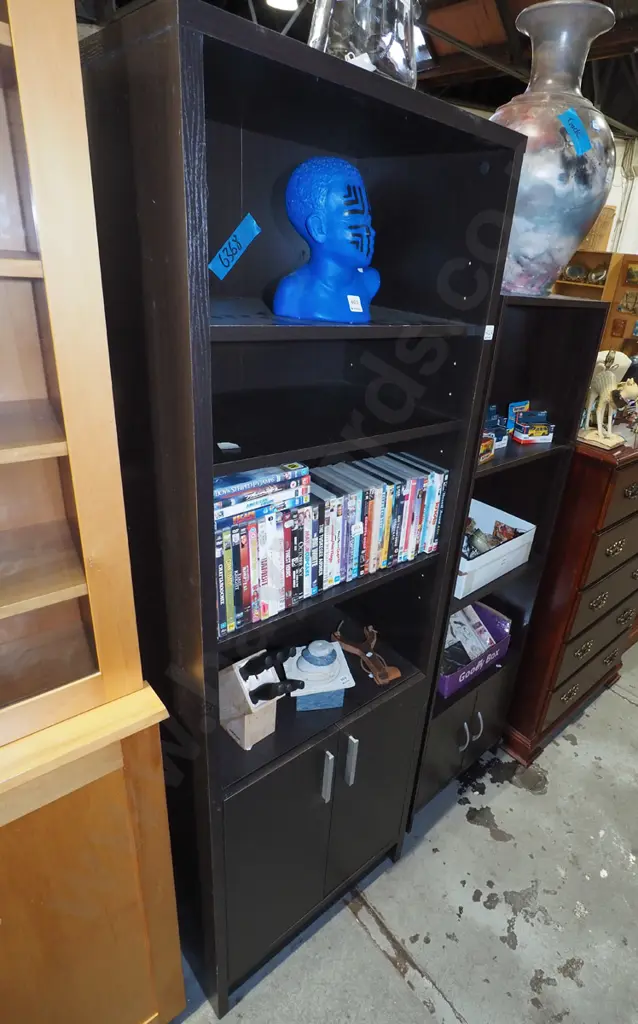faux wood veneer 2 door bookcase cupboard Image 1++