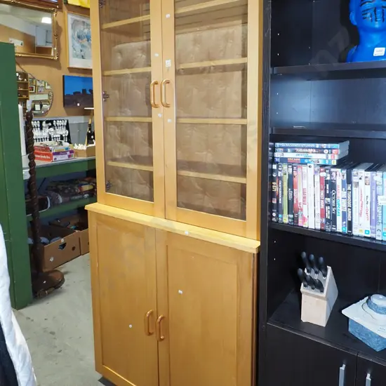 solid rimu bookcase chiffonier - 2 solid and 2 glazed doors