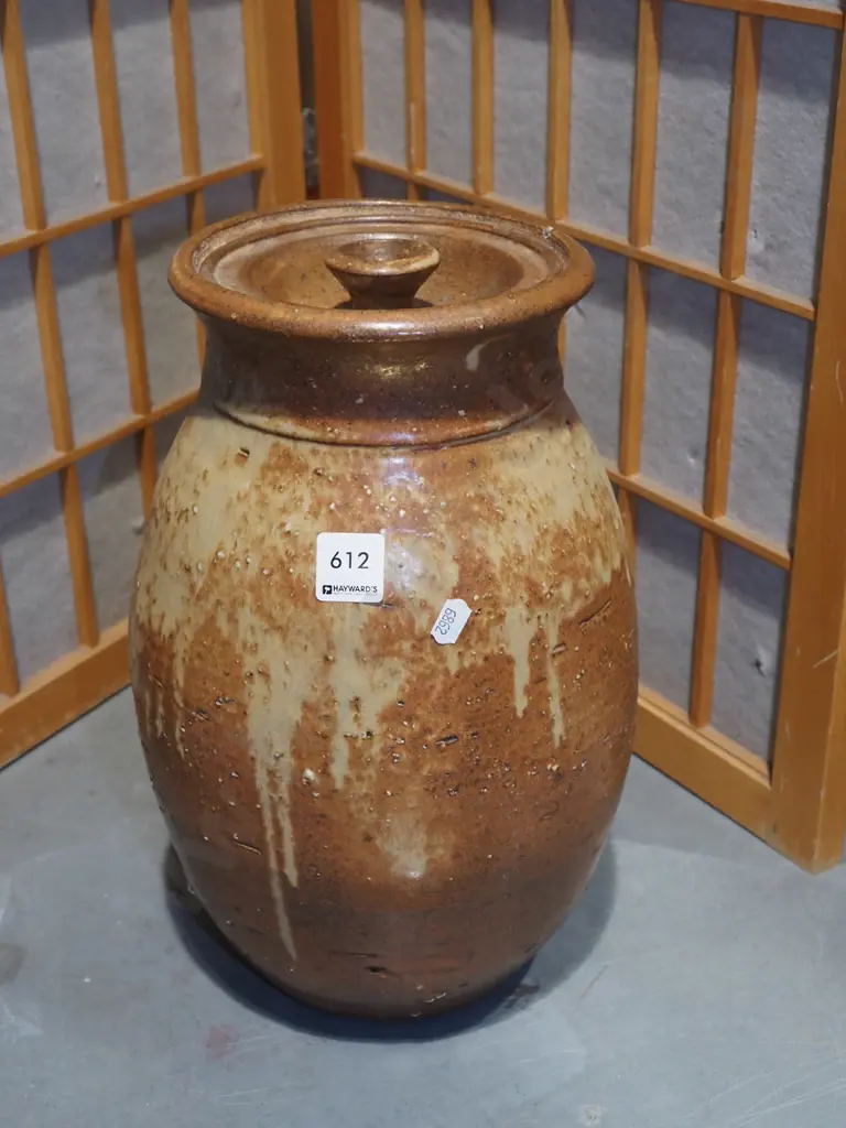 salt glazed lidded storage crock H340 Image 1++
