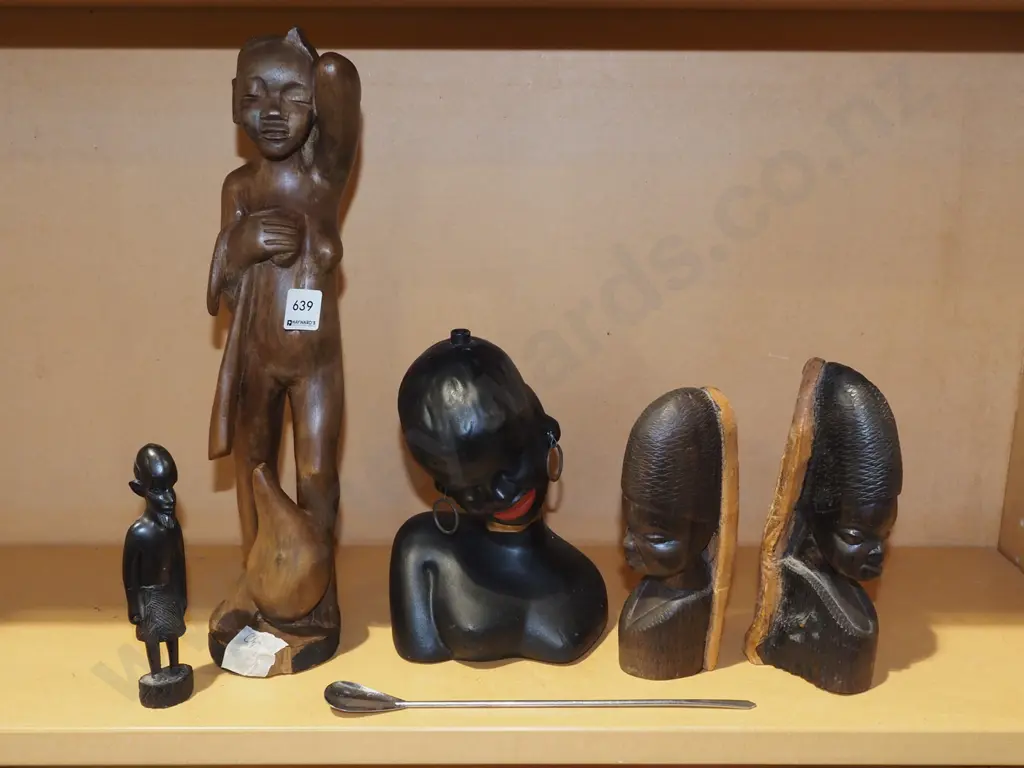 carved wooden figurines, plaster female lamp base Image 1++