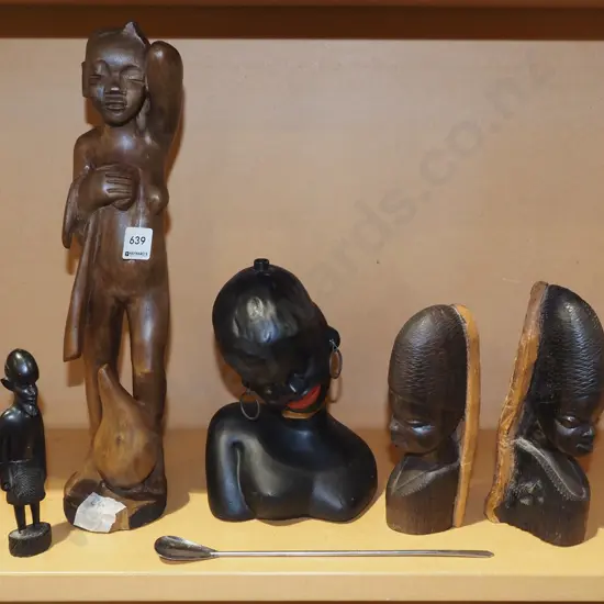 carved wooden figurines, plaster female lamp base