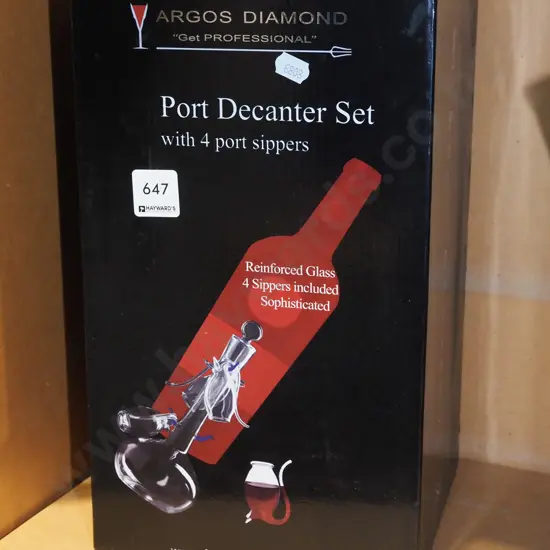 boxed decanter set with 4 port sippers