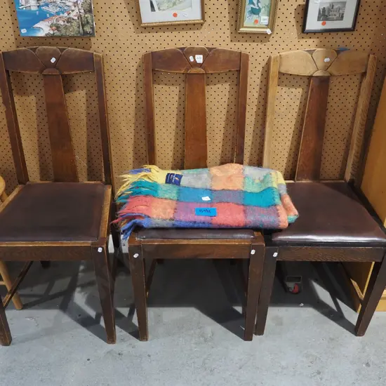 3x oak and vinyl dining chairs 
