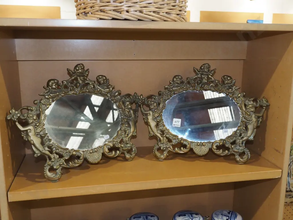 pair of ornate cast alloy fresstanding mirrors Each W410 Image 1++