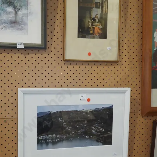 framed photo - Careys Bay, framed print - mother and child - red dots