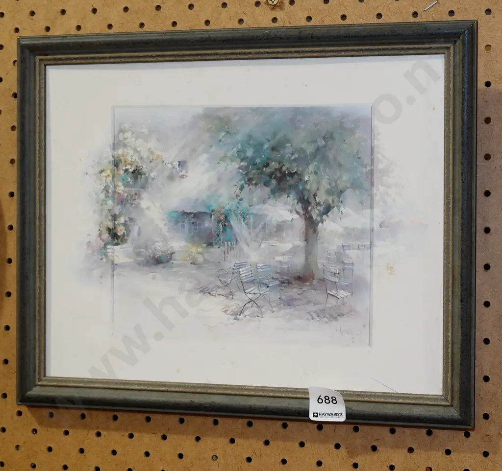 framed print - chairs under tree - no glass - marks Image 1++
