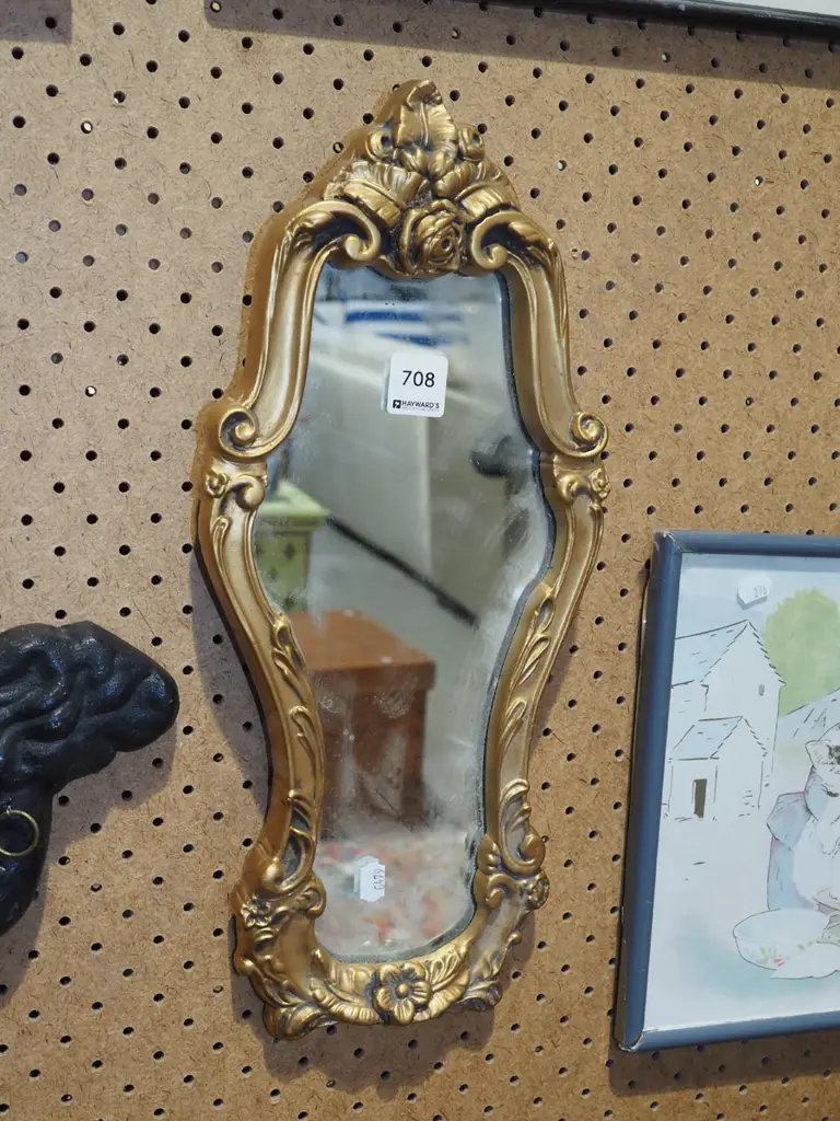 small ornate gilt framed mirror H400 Image 1++