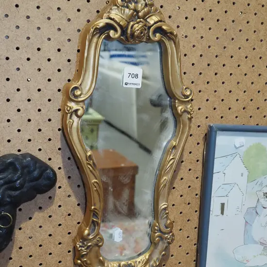 small ornate gilt framed mirror H400