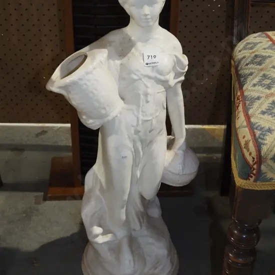 tall figural vase- lady with basket H630