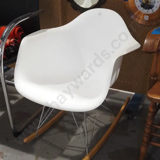 plastic and wood rocking chair