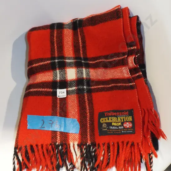 checked woollen travel rug
