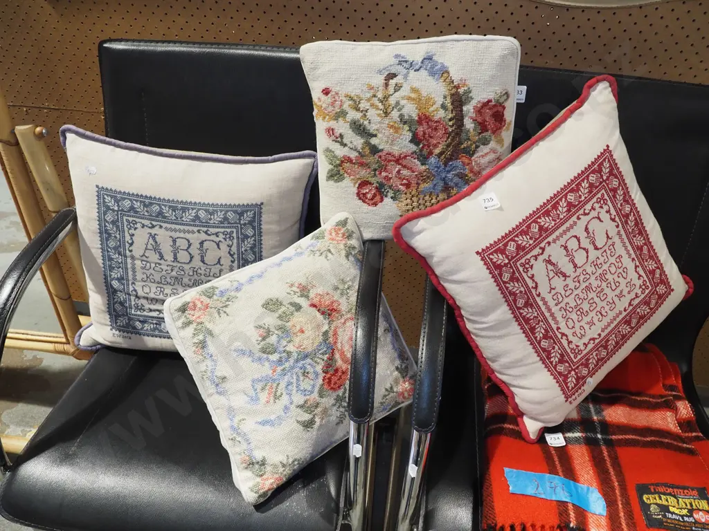 4x needlework cushions Image 1++