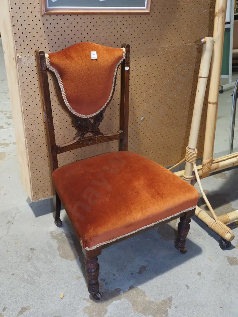 orange velevet bedroom chair Image 1++
