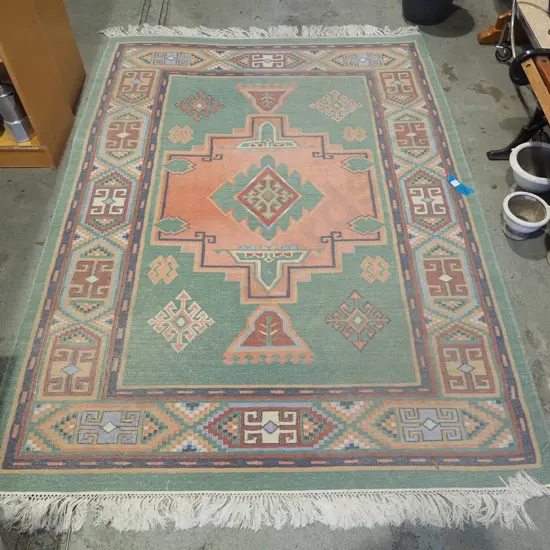 light weight woven floor mat - oranges, greens, blues L2000 W1450