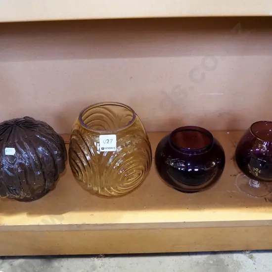 2x retro glass light shades, goblet, bowl