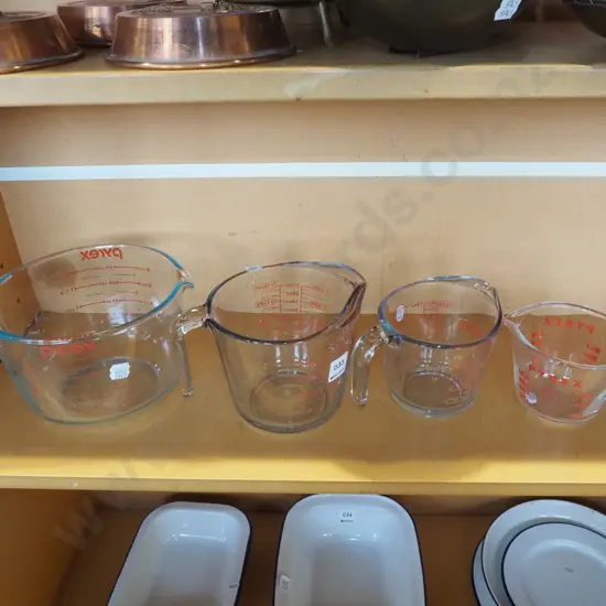 4x graduated pyrex measuring jugs