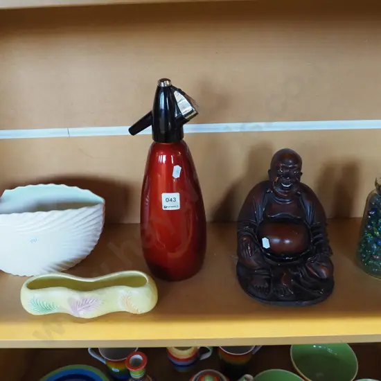 soda syphon, jar of marbles etc