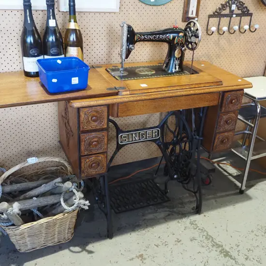 Singer treadle sewing machine in very good condition - original belt