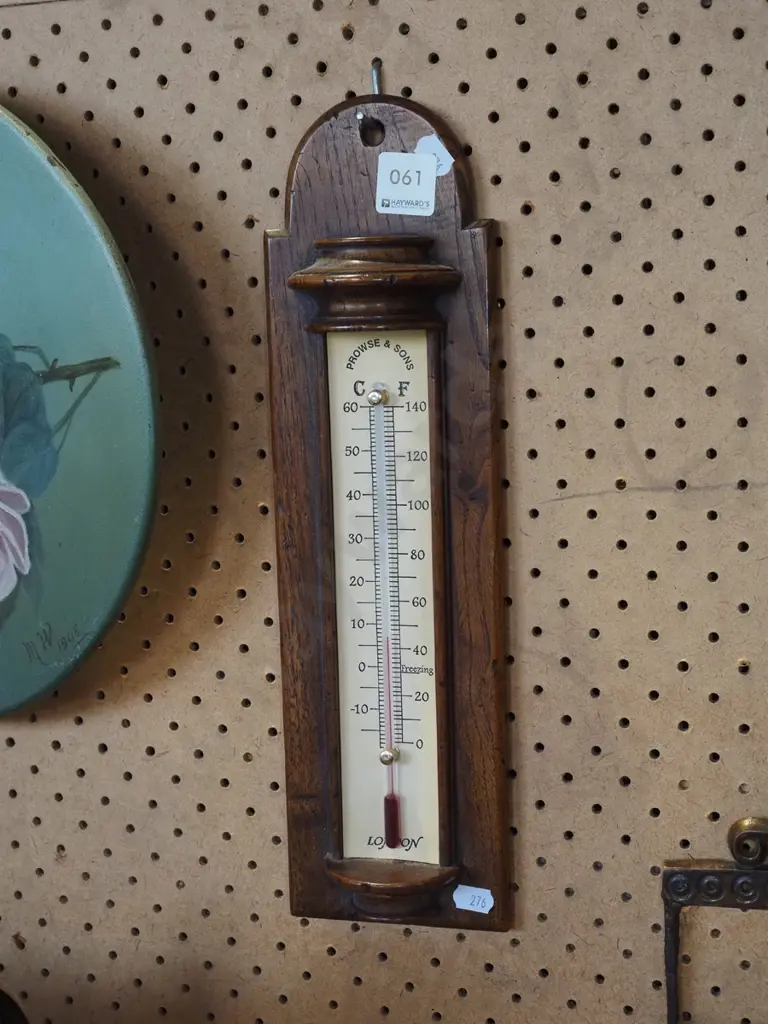 wood framed wall mounted thermometer Image 1++
