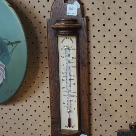 wood framed wall mounted thermometer