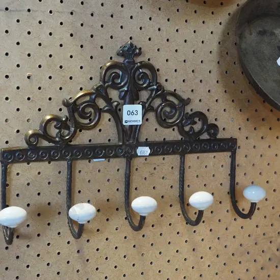 cast metal and enamel wall mounted coat hooks