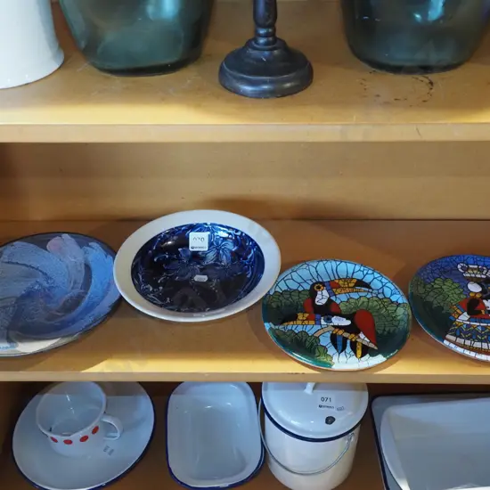 studio pottery plates, bowls
