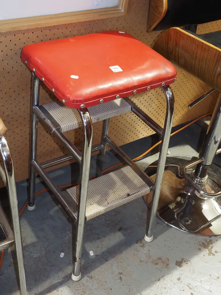 chrome and red vinyl kitchen step Image 1++