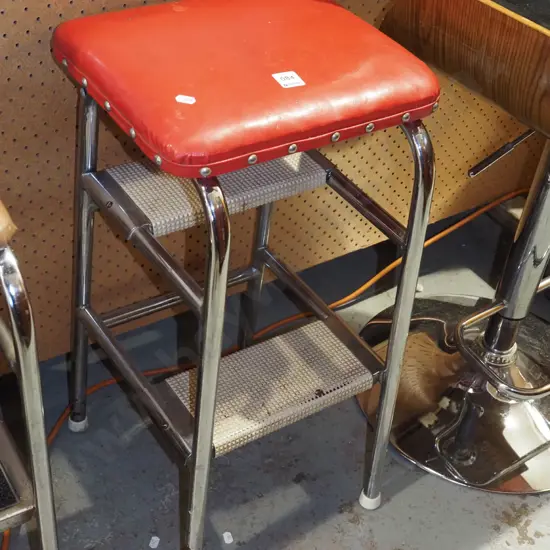 chrome and red vinyl kitchen step